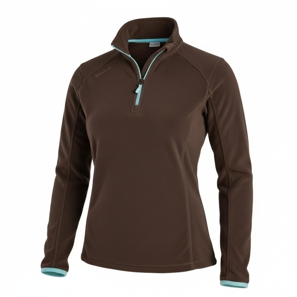 QUECHUA DECATHLON Womens XS Brown Fleece Quarter Zip Pullover Stratermic Jacket